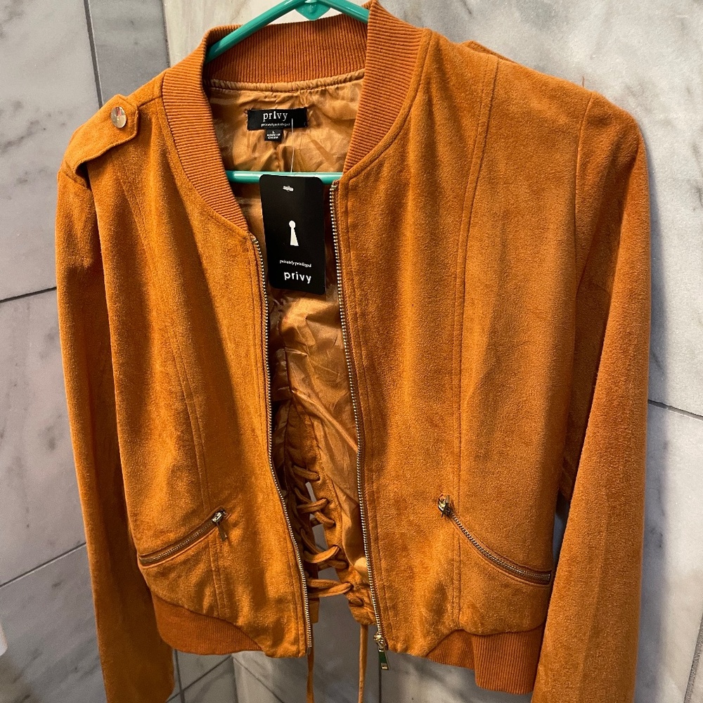 Suede lace up jacket